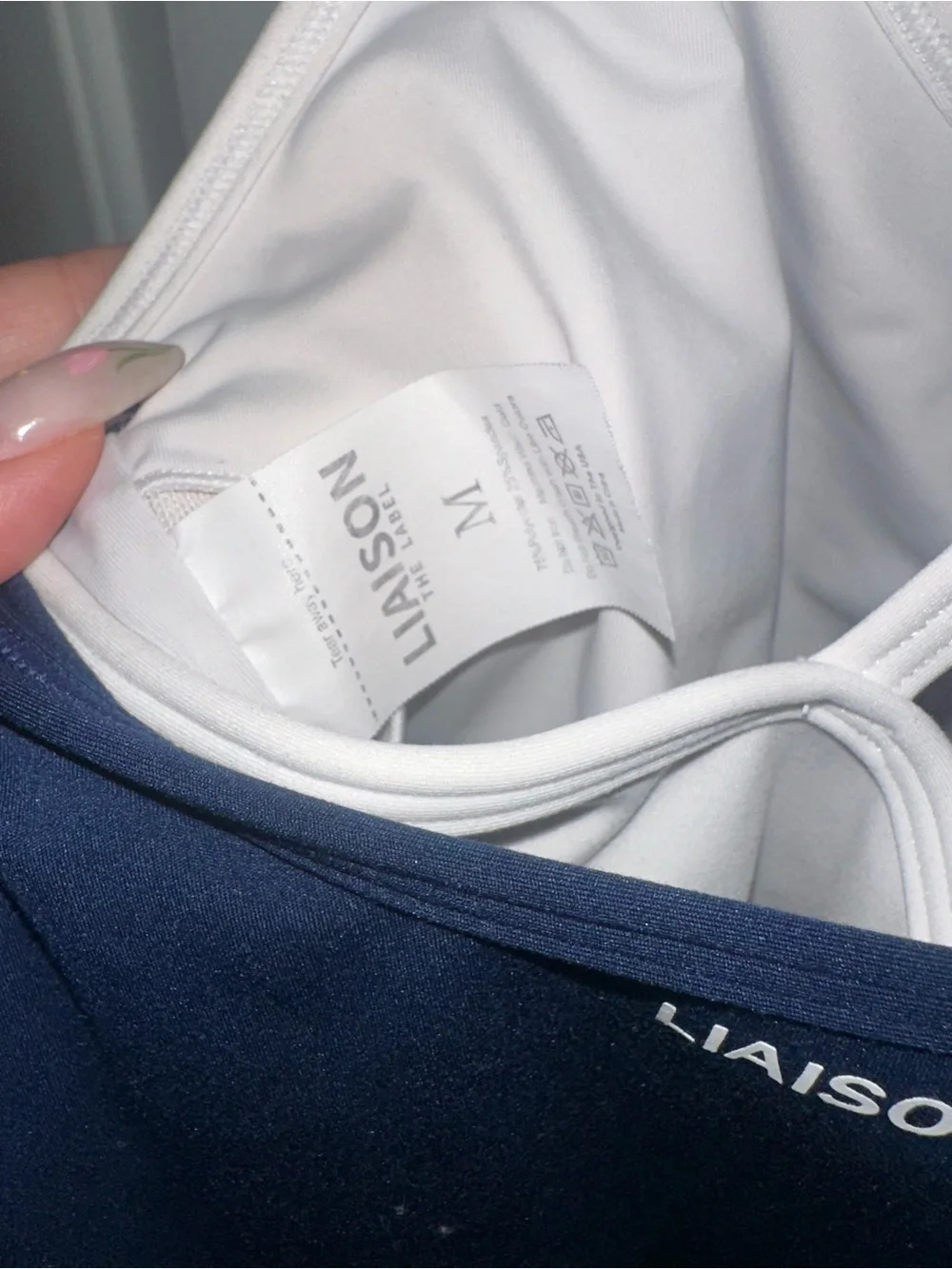 Navy & White Double Layer Sporty Tank Top - Picture 6 of 8